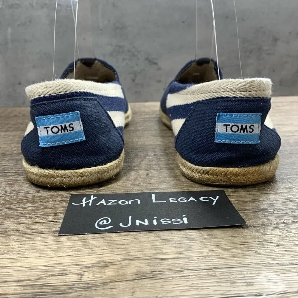 ‎TOMS~Women’s~Navy/Ivory Stripe Espadrille Canvas Flats~Size 9